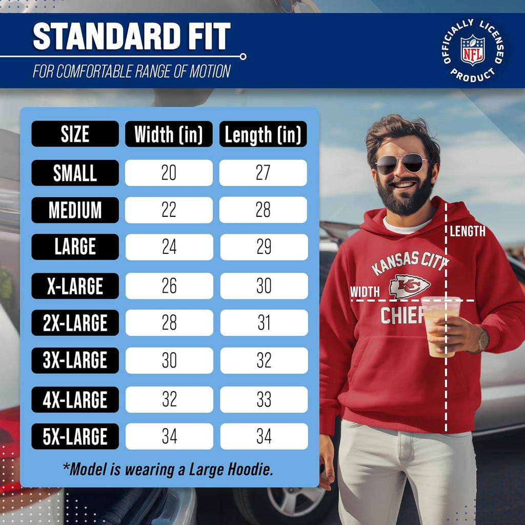 NFL Gameday Adult Hooded Sweatshirt, Pro Football Fleece Hoodie Pullover Sweatshirt