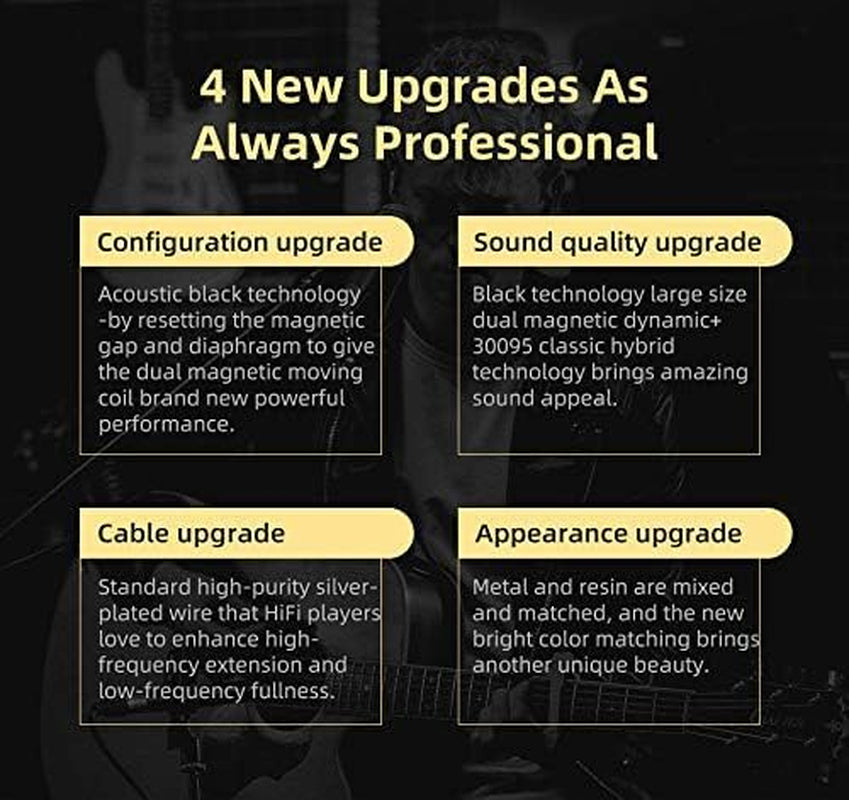 KZ ZSN PRO X Hifi in Ear Monitor, 1BA 1DD Earbud Headphone Dual Driver Drummer Musician Earphone Stereo Headset with Removable C Pin Cable for Church (NO Mic, Dark Black)