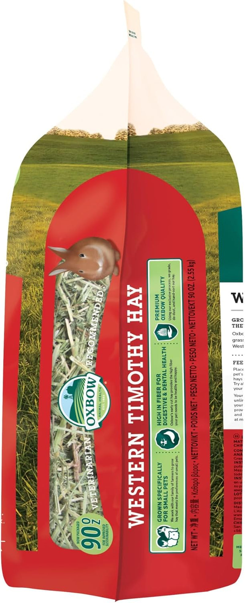 Animal Health Western Timothy Hay - All Natural Hay for Rabbits, Guinea Pigs, Chinchillas, Hamsters & Gerbils -Veterinarian Recommended- Grown in the USA-90 Oz.